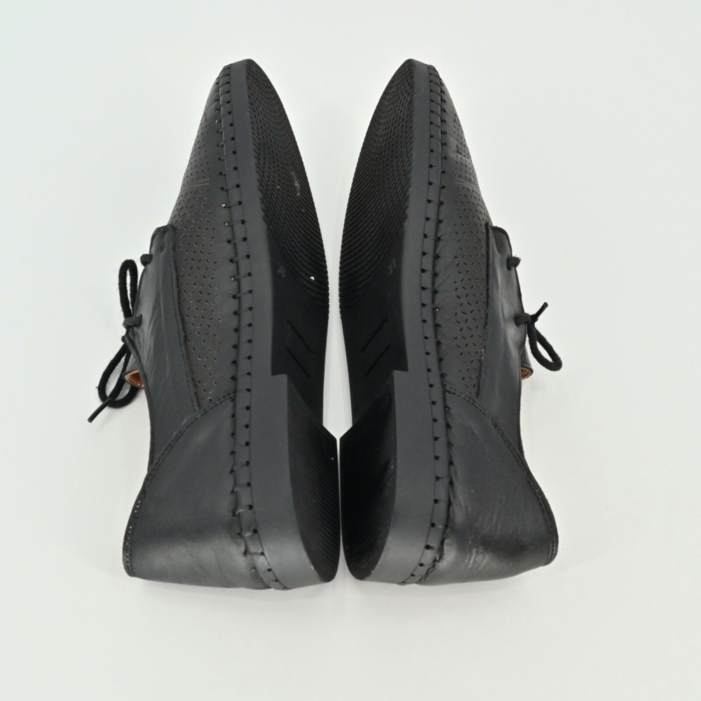 MARAK Loafers Womens Size 38 Black Mari Perforated Leather‎ Lace Up Whipstitched - Picture 7 of 10